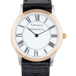 SOLD Tiffany & Co. Gold Plated and Stainless Steel Portfolio Watch